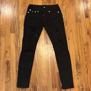 True Religion Distressed Stylish Black Women's Pants